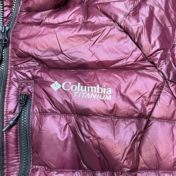 COLUMBIA Women's Arctic Crest Down Hooded Jacket Size M In Moonvista - Picture 9 of 13